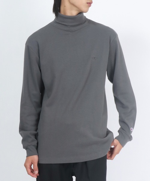 Champion(チャンピオン)の「Champion(チャンピオン)コットンスムースタートルネック無地ロンT/ロングスリーブTシャツ/長袖(Tシャツ/カットソー・メンズ・ブラック/オフホワイト/チャコールグレー・M/L/XL)」の19枚目の写真