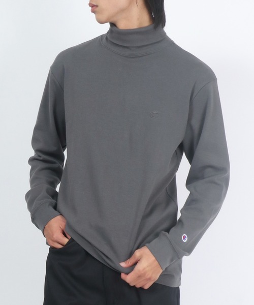 Champion(チャンピオン)の「Champion(チャンピオン)コットンスムースタートルネック無地ロンT/ロングスリーブTシャツ/長袖(Tシャツ/カットソー・メンズ・ブラック/オフホワイト/チャコールグレー・M/L/XL)」の20枚目の写真