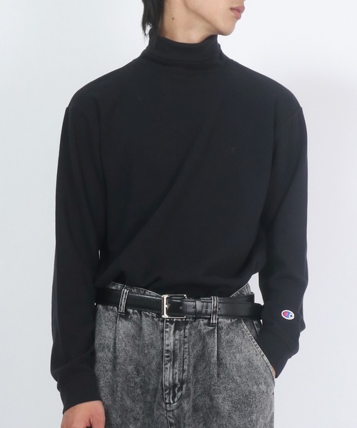 Champion(チャンピオン)の「Champion(チャンピオン)コットンスムースタートルネック無地ロンT/ロングスリーブTシャツ/長袖(Tシャツ/カットソー・メンズ・ブラック/オフホワイト/チャコールグレー・M/L/XL)」の15枚目の写真