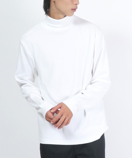 Champion(チャンピオン)の「Champion(チャンピオン)コットンスムースタートルネック無地ロンT/ロングスリーブTシャツ/長袖(Tシャツ/カットソー・メンズ・ブラック/オフホワイト/チャコールグレー・M/L/XL)」の9枚目の写真
