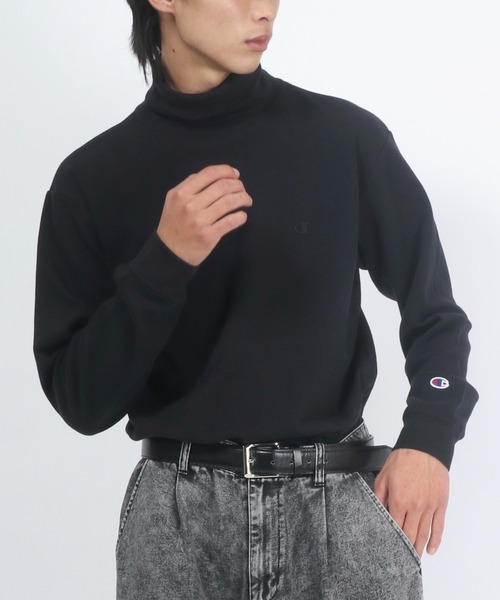 Champion(チャンピオン)の「Champion(チャンピオン)コットンスムースタートルネック無地ロンT/ロングスリーブTシャツ/長袖(Tシャツ/カットソー・メンズ・ブラック/オフホワイト/チャコールグレー・M/L/XL)」の16枚目の写真