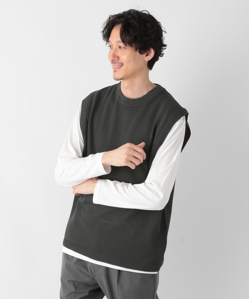 GLOBAL WORK(グローバルワーク)の「ニットベストレイヤード/長袖/178535(ベスト・メンズ・チャコールグレー/ネイビー/ライトブルー・SMALL/LARGE/MEDIUM)」の1枚目の写真