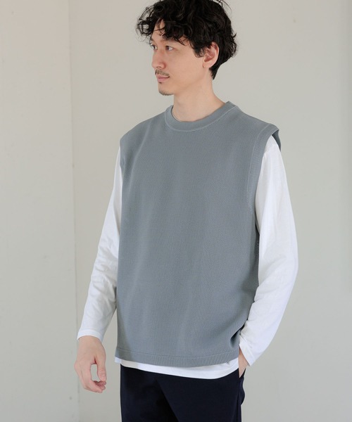 GLOBAL WORK(グローバルワーク)の「ニットベストレイヤード/長袖/178535(ベスト・メンズ・チャコールグレー/ネイビー/ライトブルー・SMALL/LARGE/MEDIUM)」の2枚目の写真