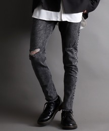 super stretch damaged denim skinny pants/スーパーストレッチ ダメージデニム スキニーパンツ