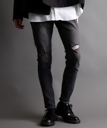 super stretch damaged denim skinny pants/スーパーストレッチ ダメージデニム スキニーパンツ
