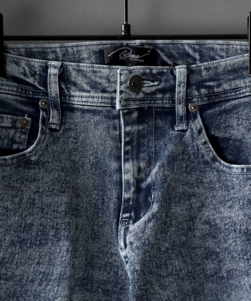 SITRY(シトリー)の「super stretch damaged denim skinny pants/スーパーストレッチ ダメージデニム スキニーパンツ(デニムパンツ・メンズ・ワンウォッシュ/ブラック/ケミカルウォッシュ/ブラック系その他/ライトインディゴブルー・LL/M/L)」の8枚目の写真