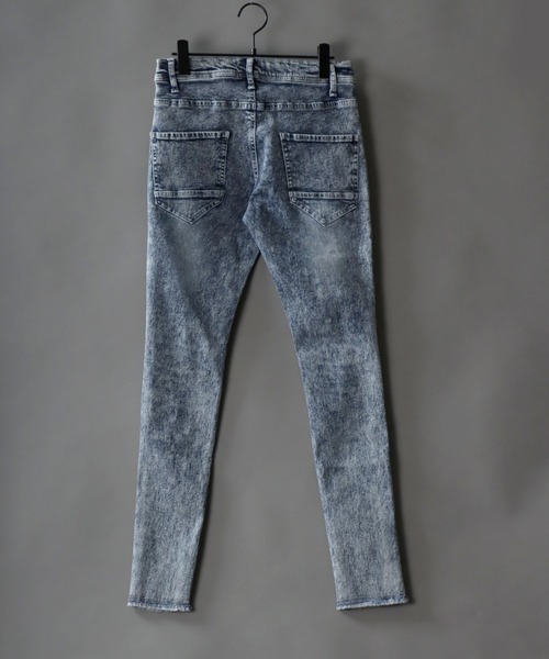 SITRY(シトリー)の「super stretch damaged denim skinny pants/スーパーストレッチ ダメージデニム スキニーパンツ(デニムパンツ・メンズ・ワンウォッシュ/ブラック/ケミカルウォッシュ/ブラック系その他/ライトインディゴブルー・LL/M/L)」の10枚目の写真
