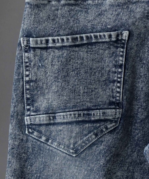 SITRY(シトリー)の「super stretch damaged denim skinny pants/スーパーストレッチ ダメージデニム スキニーパンツ(デニムパンツ・メンズ・ワンウォッシュ/ブラック/ケミカルウォッシュ/ブラック系その他/ライトインディゴブルー・LL/M/L)」の11枚目の写真