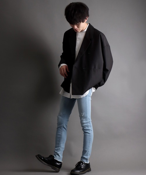 SITRY(シトリー)の「super stretch damaged denim skinny pants/スーパーストレッチ ダメージデニム スキニーパンツ(デニムパンツ・メンズ・ワンウォッシュ/ブラック/ケミカルウォッシュ/ブラック系その他/ライトインディゴブルー・LL/M/L)」の18枚目の写真