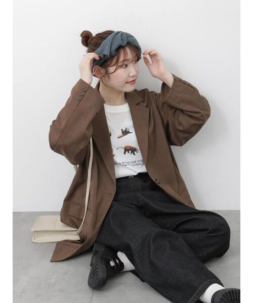 ehka sopo（エヘカソポ）の「レッサーパンダプリントロンT（Tシャツ/カットソー・レディース・グレー/マスタード/オフホワイト・F）」の7枚目の写真