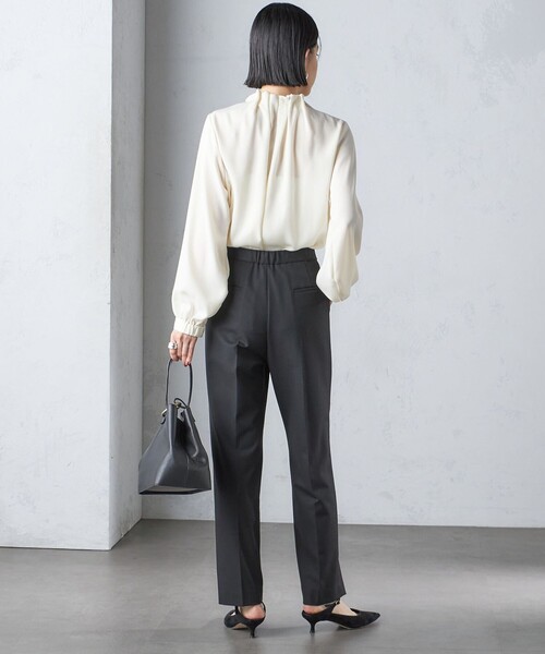 【セール】〈手洗い可能〉ネック ギャザー ソリッド 起毛 サテン ブラウス（シャツ/ブラウス）｜SHIPS（シップス）