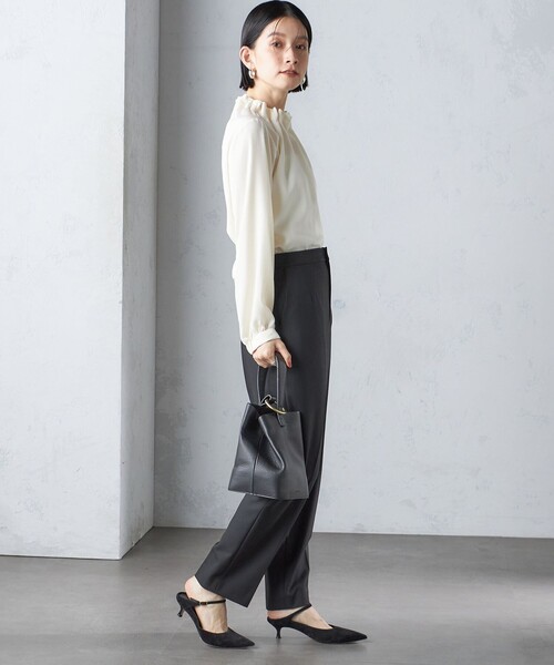 【セール】〈手洗い可能〉ネック ギャザー ソリッド 起毛 サテン ブラウス（シャツ/ブラウス）｜SHIPS（シップス）