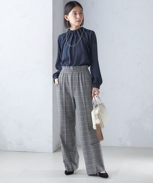 【セール】〈手洗い可能〉ネック ギャザー ソリッド 起毛 サテン ブラウス（シャツ/ブラウス）｜SHIPS（シップス）