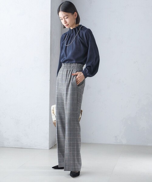 【セール】〈手洗い可能〉ネック ギャザー ソリッド 起毛 サテン ブラウス（シャツ/ブラウス）｜SHIPS（シップス）