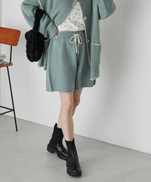 forksy.（フォルクシー）の「【forksy.】ハンドステッチニットショートパンツ（その他パンツ・レディース・アイボリー/グリーン/ブラック/グレー・FREE）」の4枚目の写真