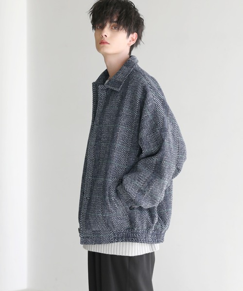 ASTRONOMY(アストロノミー)の「Buyer's Select/ビッグシルエットツイードコーチジャケット(ブルゾン・メンズ・ネイビー/ベージュ・L/M)」の12枚目の写真