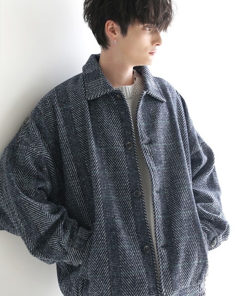 ASTRONOMY(アストロノミー)の「Buyer's Select/ビッグシルエットツイードコーチジャケット(ブルゾン・メンズ・ネイビー/ベージュ・L/M)」の14枚目の写真