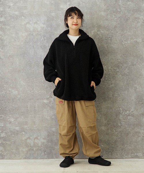 CUBE SUGAR(キューブシュガー)の「GENTIL(ジャンティ)ボアハーフジッププルオーバー(その他トップス・レディース・ブラック/イエロー/パープル/ブルー/レオパード・M)」の6枚目の写真