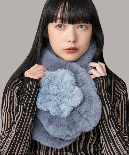 Casselini（キャセリーニ）の「Casselini(キャセリーニ)モチーフファーティペット（マフラー・レディース・ネイビー/ベージュ/ピンク/ブラウン/ミント/ブルー・FREE）」の5枚目の写真