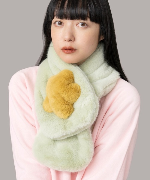 Casselini（キャセリーニ）の「Casselini(キャセリーニ)モチーフファーティペット（マフラー・レディース・ネイビー/ベージュ/ピンク/ブラウン/ミント/ブルー・FREE）」の3枚目の写真