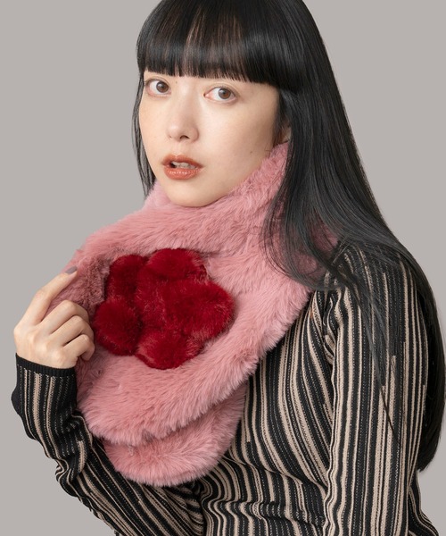 Casselini（キャセリーニ）の「Casselini(キャセリーニ)モチーフファーティペット（マフラー・レディース・ネイビー/ベージュ/ピンク/ブラウン/ミント/ブルー・FREE）」の22枚目の写真