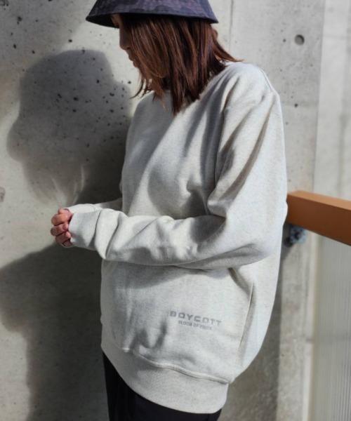 BOYCOTT(ボイコット)の「【BOYCOTT:ボイコット】バックロゴトレーナー/10oz(オンス)裏起毛ヘビーウェイトスウェット(スウェット・メンズ・ブラック/ライトグレー/ネイビー/グレー・MEDIUM/X-LARGE/LARGE)」の9枚目の写真