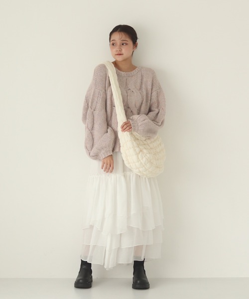 RMK様へ⭐️一回試着短時間⭐️アルページュストーリー　ファー付きニット　サンプル品 スタッフコーディネート】衿ファーニットブルゾン｜masako｜Arpege