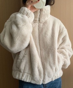 UNFILOファーコート セール】エコファー クロップドジャケット（ムートンコート