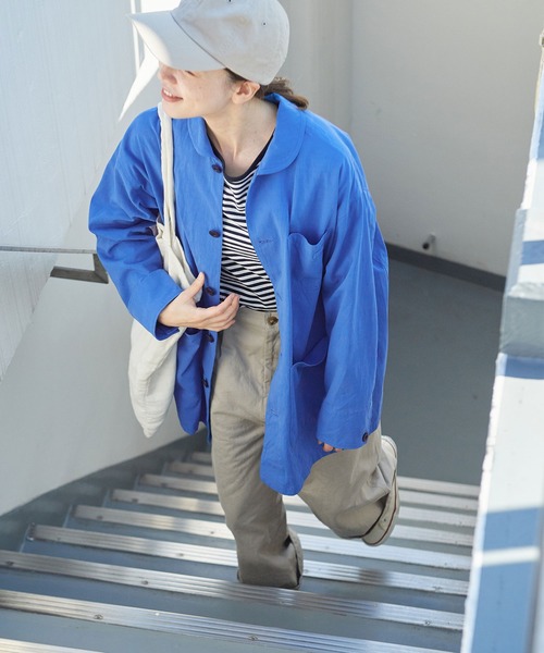 PAR ICI（パーリッシィ）の「ラチネ ミドル丈コート（その他アウター・レディース・ベージュ/ブルー・FREE）」の3枚目の写真