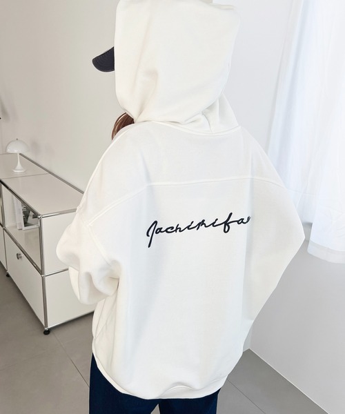 セール】TC裏毛袖ワンポイントバック刺繍ジップアップパーカー