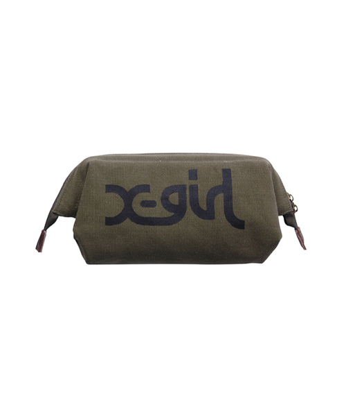 X-girl（エックスガール）の「CANVAS POUCH（ポーチ・レディース・ホワイト/オリーブ・ONE SIZE）」の2枚目の写真