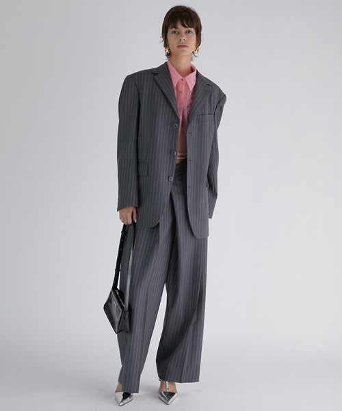 PRANK PROJECT(プランクプロジェクト)の「モヘアウールアシメタックパンツ / Mohair Wool Asymmetry Tack Pants(スラックス・レディース・ネイビー/グレー・38/36)」の5枚目の写真