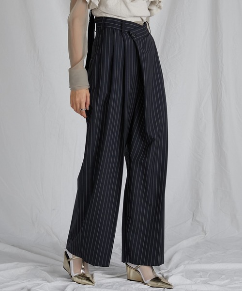 PRANK PROJECT(プランクプロジェクト)の「モヘアウールアシメタックパンツ / Mohair Wool Asymmetry Tack Pants(スラックス・レディース・ネイビー/グレー・38/36)」の17枚目の写真