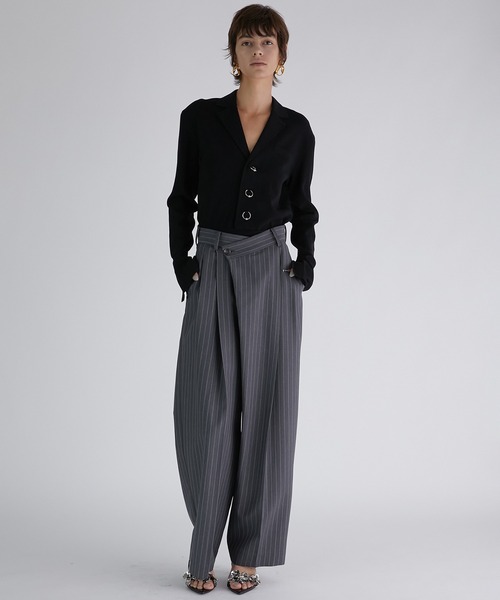 PRANK PROJECT(プランクプロジェクト)の「モヘアウールアシメタックパンツ / Mohair Wool Asymmetry Tack Pants(スラックス・レディース・ネイビー/グレー・38/36)」の3枚目の写真