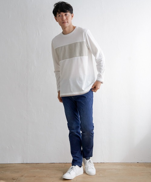 ikka(イッカ)の「ミニ裏毛切り替えロンT(Tシャツ/カットソー・メンズ・ホワイト/ライトグレー/ブラック・XL/M/S/L)」の6枚目の写真