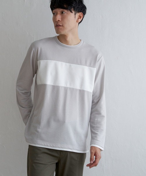 ikka(イッカ)の「ミニ裏毛切り替えロンT(Tシャツ/カットソー・メンズ・ホワイト/ライトグレー/ブラック・XL/M/S/L)」の16枚目の写真