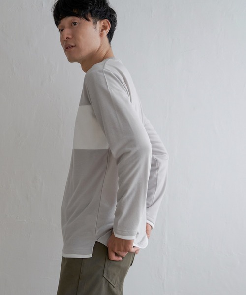 ikka(イッカ)の「ミニ裏毛切り替えロンT(Tシャツ/カットソー・メンズ・ホワイト/ライトグレー/ブラック・XL/M/S/L)」の7枚目の写真