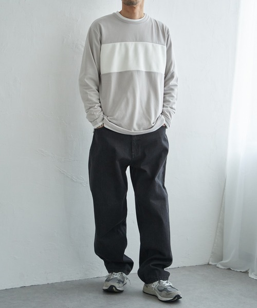 ikka(イッカ)の「ミニ裏毛切り替えロンT(Tシャツ/カットソー・メンズ・ホワイト/ライトグレー/ブラック・XL/M/S/L)」の22枚目の写真
