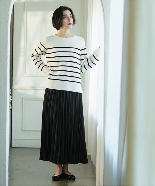 OPAQUE.CLIP（オペークドットクリップ）の「◆シャンブレープリーツスカート【洗濯機洗い可】（スカート・レディース・ライトベージュ/オフホワイト/チャコールグレー/ライトグレー・38/40/42）」の12枚目の写真