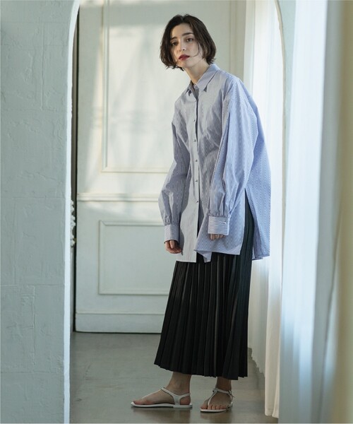 OPAQUE.CLIP（オペークドットクリップ）の「◆シャンブレープリーツスカート【洗濯機洗い可】（スカート・レディース・ライトベージュ/オフホワイト/チャコールグレー/ライトグレー・38/40/42）」の16枚目の写真