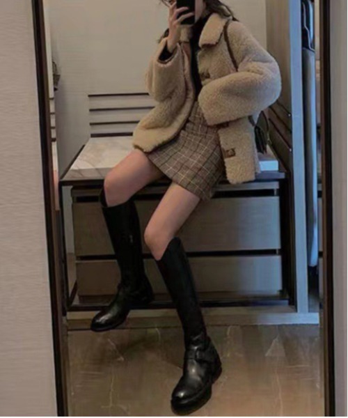 gossip!ロサンゼルス(ゴシップロサンゼルス)の「【サイズあり】ウールライク ヴィンテージチェック厚手ミニスカート(インパン付)(秋冬のガーリー定番スカート)(スカート・レディース・チェック・M/L/S/XL)」の3枚目の写真