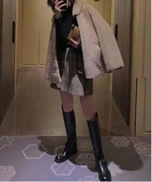 gossip!ロサンゼルス(ゴシップロサンゼルス)の「【サイズあり】ウールライク ヴィンテージチェック厚手ミニスカート(インパン付)(秋冬のガーリー定番スカート)(スカート・レディース・チェック・M/L/S/XL)」の4枚目の写真