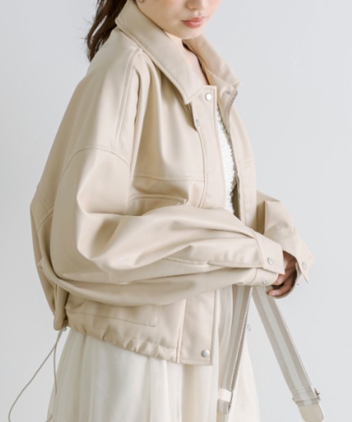 OLIVE des OLIVE（オリーブデオリーブ）の「ショート丈合皮ブルゾン　1041070070（ブルゾン・レディース・アイボリー/ブラック/モカ・FREE）」の8枚目の写真