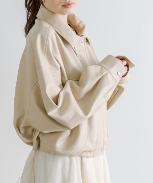 OLIVE des OLIVE（オリーブデオリーブ）の「ショート丈合皮ブルゾン　1041070070（ブルゾン・レディース・アイボリー/ブラック/モカ・FREE）」の11枚目の写真