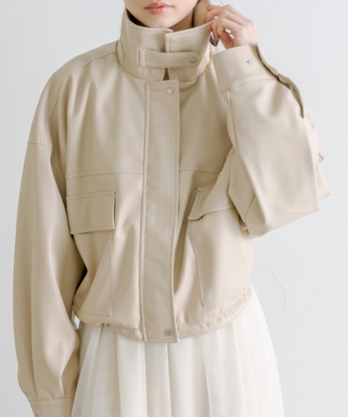 OLIVE des OLIVE（オリーブデオリーブ）の「ショート丈合皮ブルゾン　1041070070（ブルゾン・レディース・アイボリー/ブラック/モカ・FREE）」の12枚目の写真
