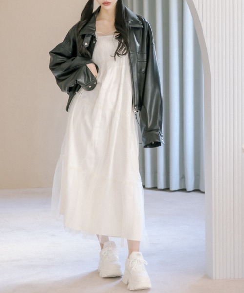 OLIVE des OLIVE（オリーブデオリーブ）の「ショート丈合皮ブルゾン　1041070070（ブルゾン・レディース・アイボリー/ブラック/モカ・FREE）」の15枚目の写真