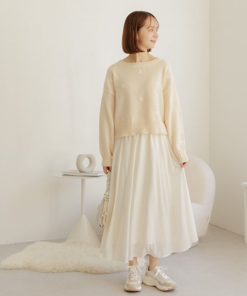 flower(フラワー)の「エアリーエンブロイダリーニット(ニット/セーター・レディース・ピンク/アイボリー・FREE)」の7枚目の写真