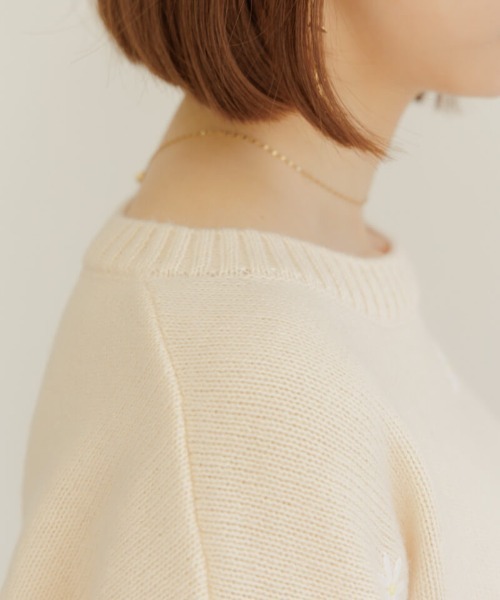 flower(フラワー)の「エアリーエンブロイダリーニット(ニット/セーター・レディース・ピンク/アイボリー・FREE)」の12枚目の写真