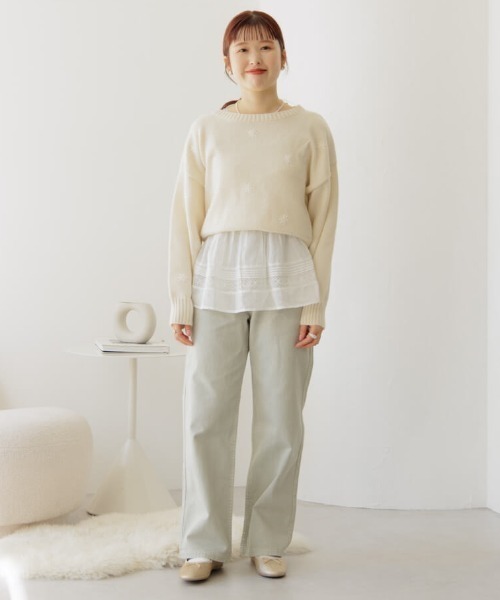 flower(フラワー)の「エアリーエンブロイダリーニット(ニット/セーター・レディース・ピンク/アイボリー・FREE)」の14枚目の写真