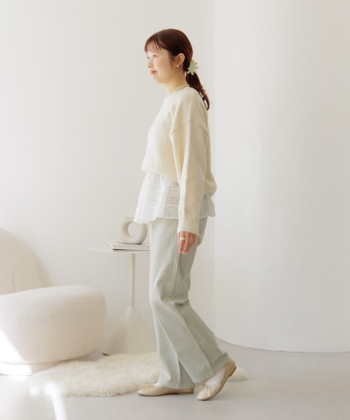 flower(フラワー)の「エアリーエンブロイダリーニット(ニット/セーター・レディース・ピンク/アイボリー・FREE)」の17枚目の写真